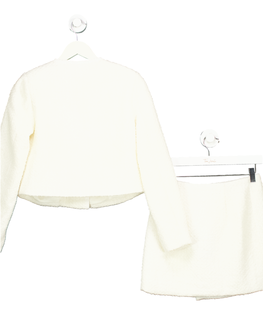 4th & Reckless Cream Tweed Wool Jacket And Mini Skirt UK 8