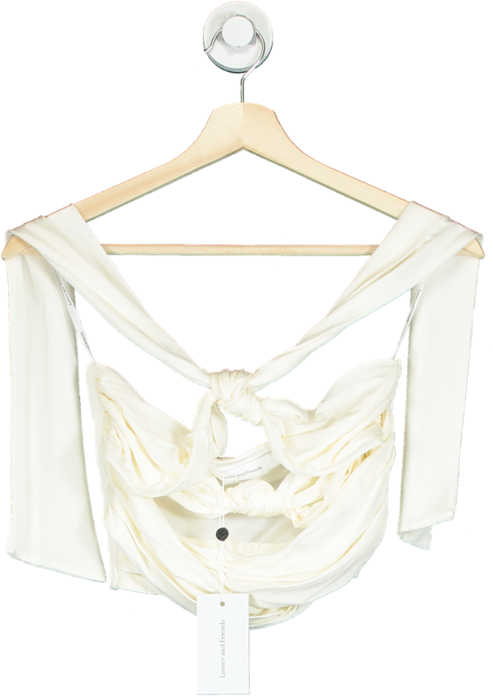 Lovers and Friends Cream Twisted Knot Top UK XS