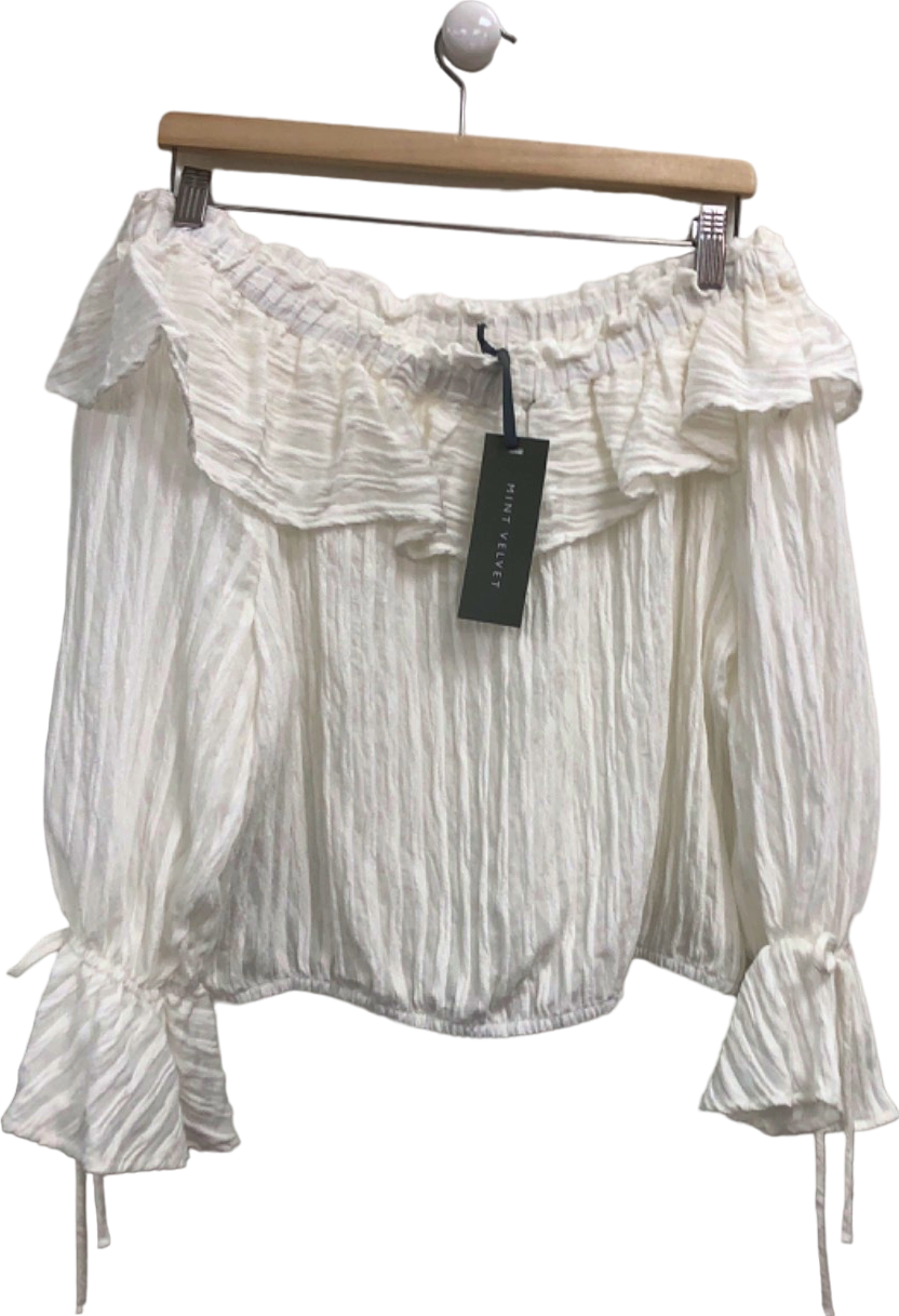 Mint Velvet White Off-Shoulder Blouse UK M