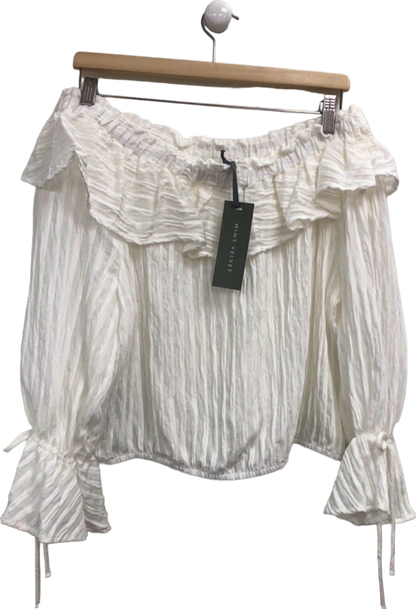 Mint Velvet White Off-Shoulder Blouse UK M