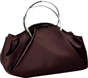 TOPSHOP Ginny Metal Handle Grab Bag In Chocolate Brown Satin
