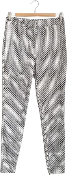 REISS White / Black Gio Jacquard Patterned Trousers UK 8