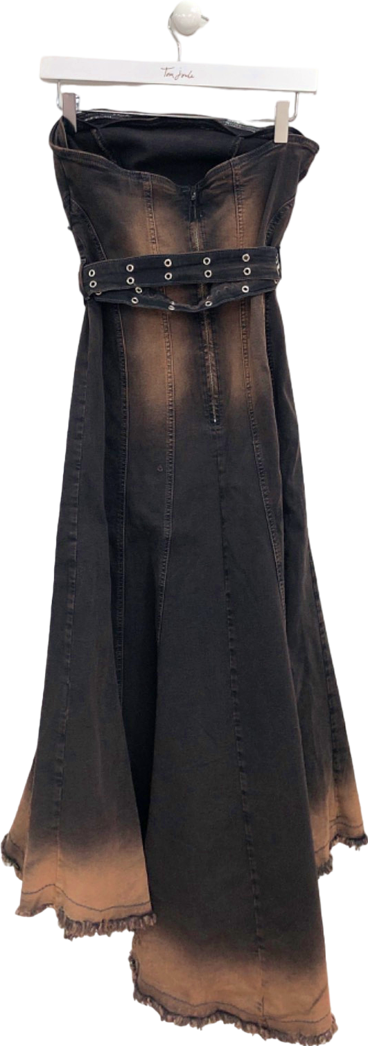 Collusion Brown Belted Denim Dress UK 10