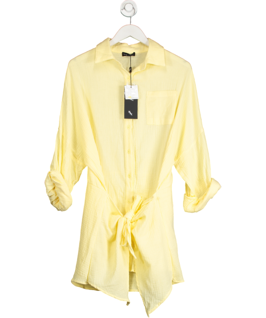 Noughts & Kisses Yellow Greta Lemon Cheesecloth Knot Dress UK XS