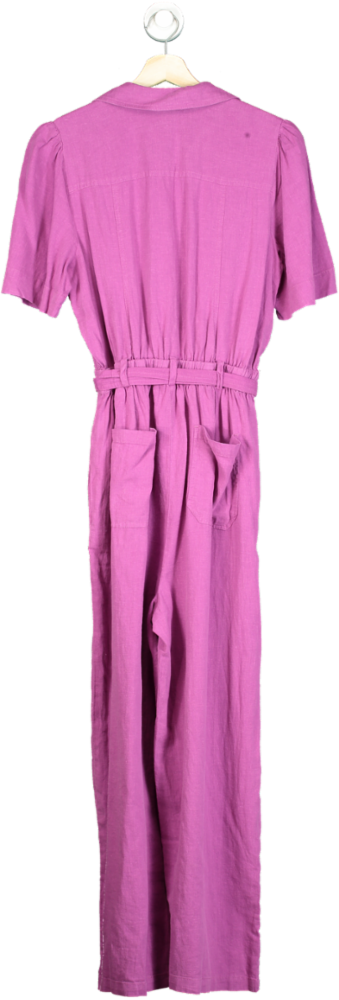 Oliver Bonas Purple Linen/viscose Blend Jumpsuit UK 6