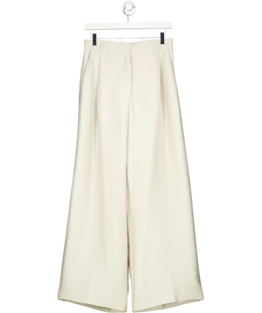 Marcela Beige Azul Silky Wide Leg Pants In Oyster UK S
