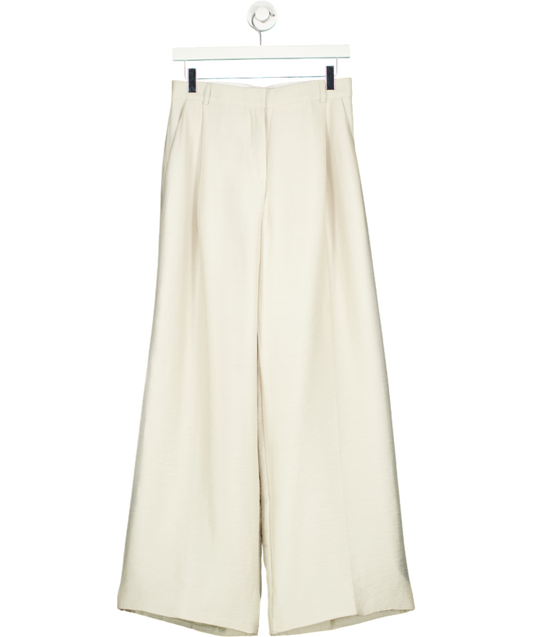 Marcela Beige Azul Silky Wide Leg Pants In Oyster UK S