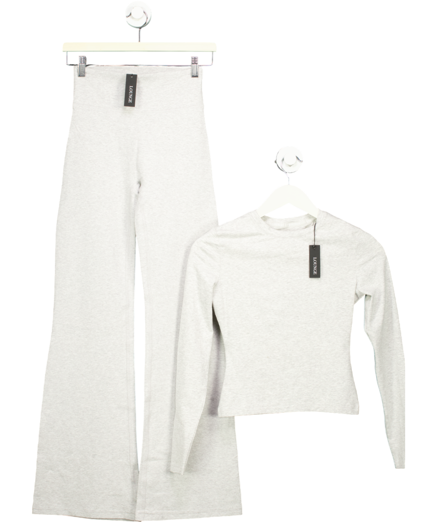 Lounge Underwear Grey Cotton Blend Long Sleeve Top And Trouser Set UK S