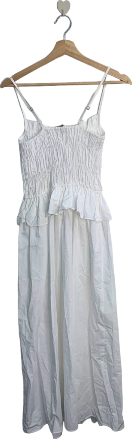 River Island White Smocked Midi Dress UK 12