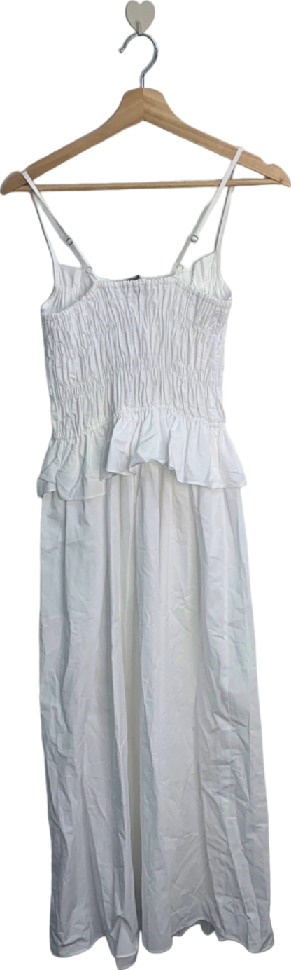 River Island White Smocked Midi Dress UK 12