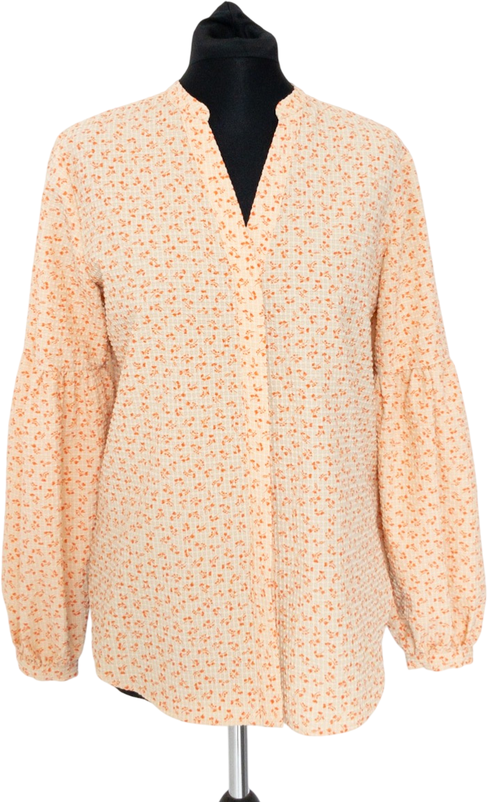 SECOND FEMALE Orange Ditsy Floral Balloon Sleeve Blouse UK S