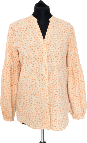 SECOND FEMALE Orange Ditsy Floral Balloon Sleeve Blouse UK S