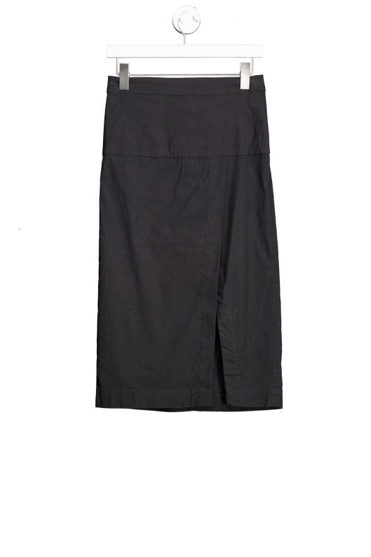 Anthropologie Black Tailored Split Front Midi Skirt UK 6