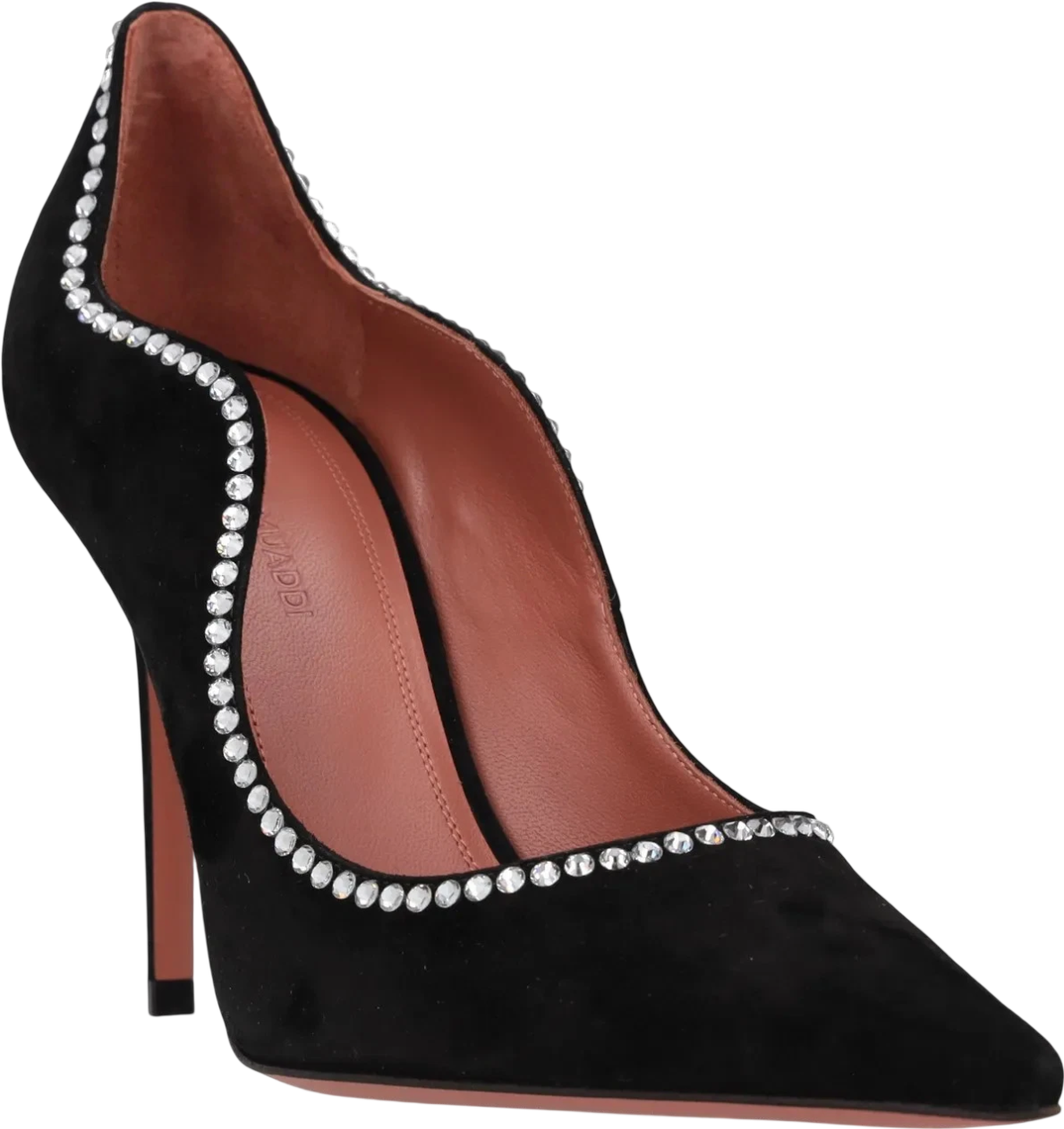 AMINA MUADDI Black Suede Crystal Embellished Romy Pointed-toe Shoes UK 3 EU 36