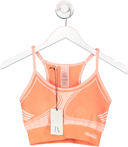 Twill Active Orange Recycled Colour Block Body Fit Seamless Sports Bra UK S