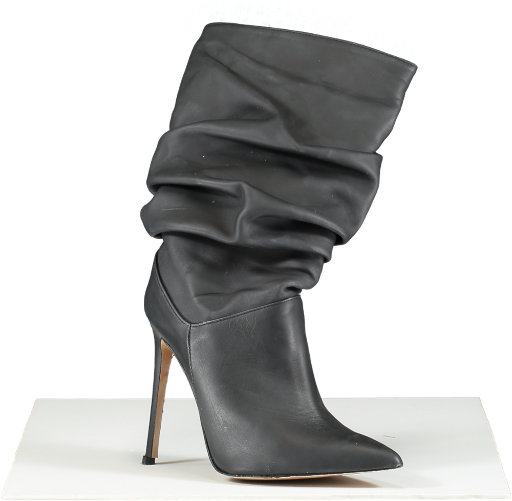 Identita Black Raissa Leather Slouch Boot UK 4 EU 37 👠