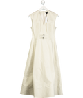 Karen Millen Cream Tailored Cotton Pintuck Grosgrain Corset Maxi Dress UK 8