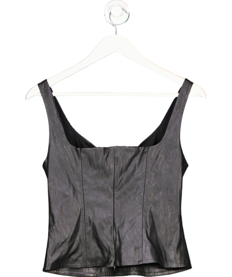 Pinko Black Faux Leather Sweetheart Top UK S