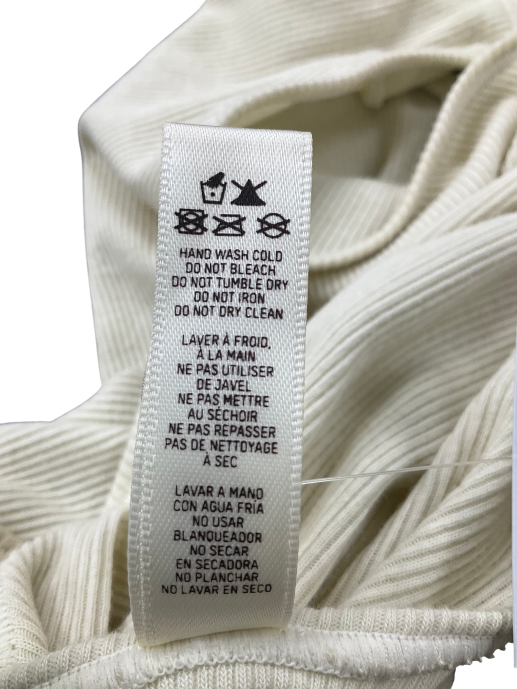 SKIMS Cream Ribbed Stretch Cotton Bodysuit UK XXS