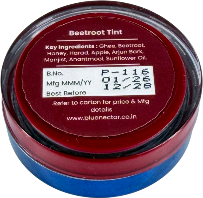 Blue Blush Lip Tint Balm For Tinted Pink Lips | Natural Beetroot Girls Lip Balm Moisturizer For Dry Skin With Organic Ghee & Shea Butter | Long Lasting Hydrating Lip Tint Blue Nectar 10g