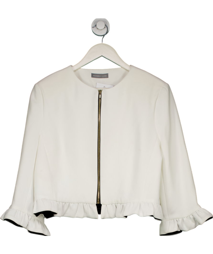 Michaela Louisa White Ruffle Hem Bolero Jacket UK 14