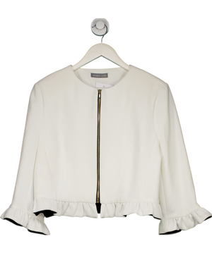 Michaela Louisa White Ruffle Hem Bolero Jacket UK 14