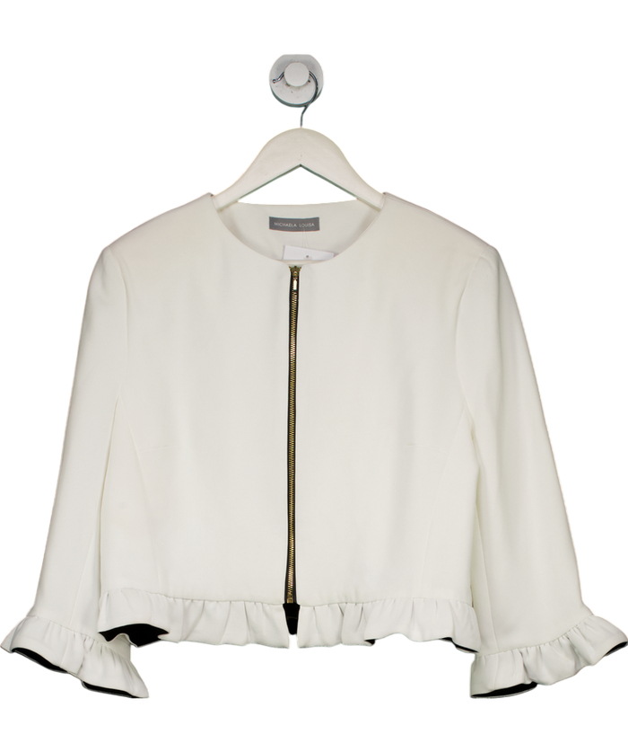 Michaela Louisa White Ruffle Hem Bolero Jacket UK 14