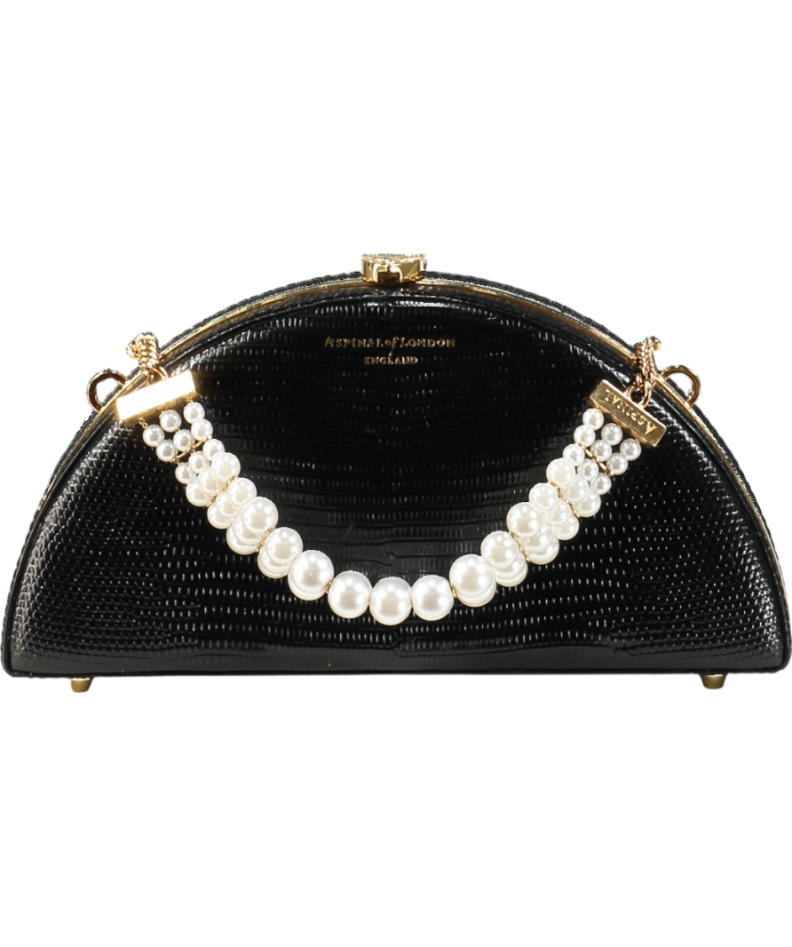 Aspinal Of London Luna Clutch Bag - Black Lizard