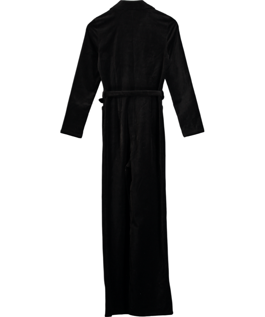 & Other Stories Black Velvet Wide Leg Belted Jumpsuit UK XS