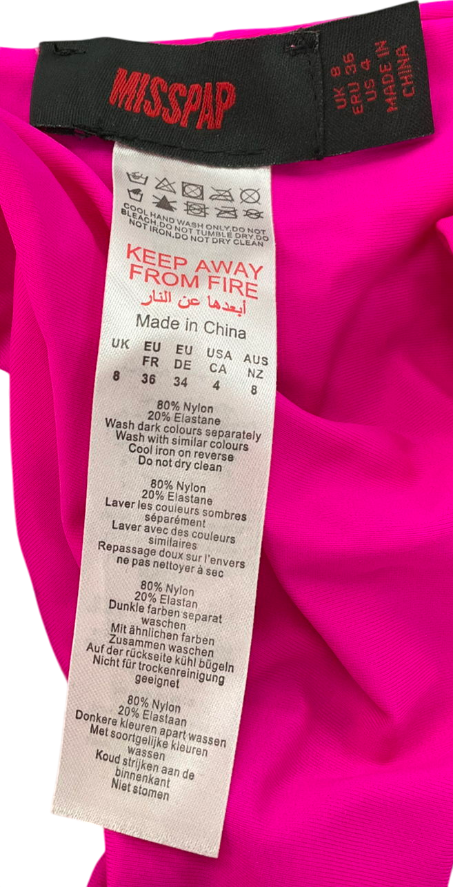 Misspap Crunched Bum Hot Pink Bikini Bottoms UK 8