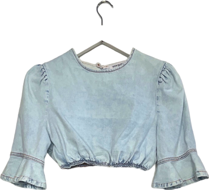 WeWoreWhat Light Blue Denim Crop Top UK 8