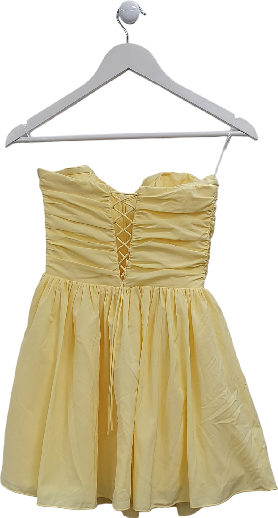 Oh Polly Yellow Bandeau Floral Applique Corset Mini Dress UK 8