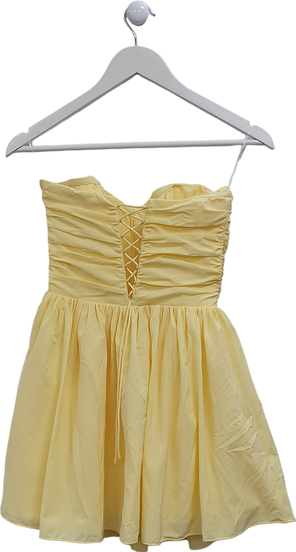 Oh Polly Yellow Bandeau Floral Applique Corset Mini Dress UK 8