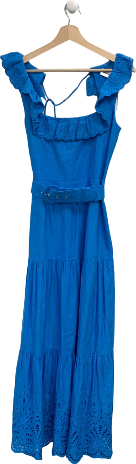 Rebecca Vallance Blue Ruffled Sleeveless Dress UK 8