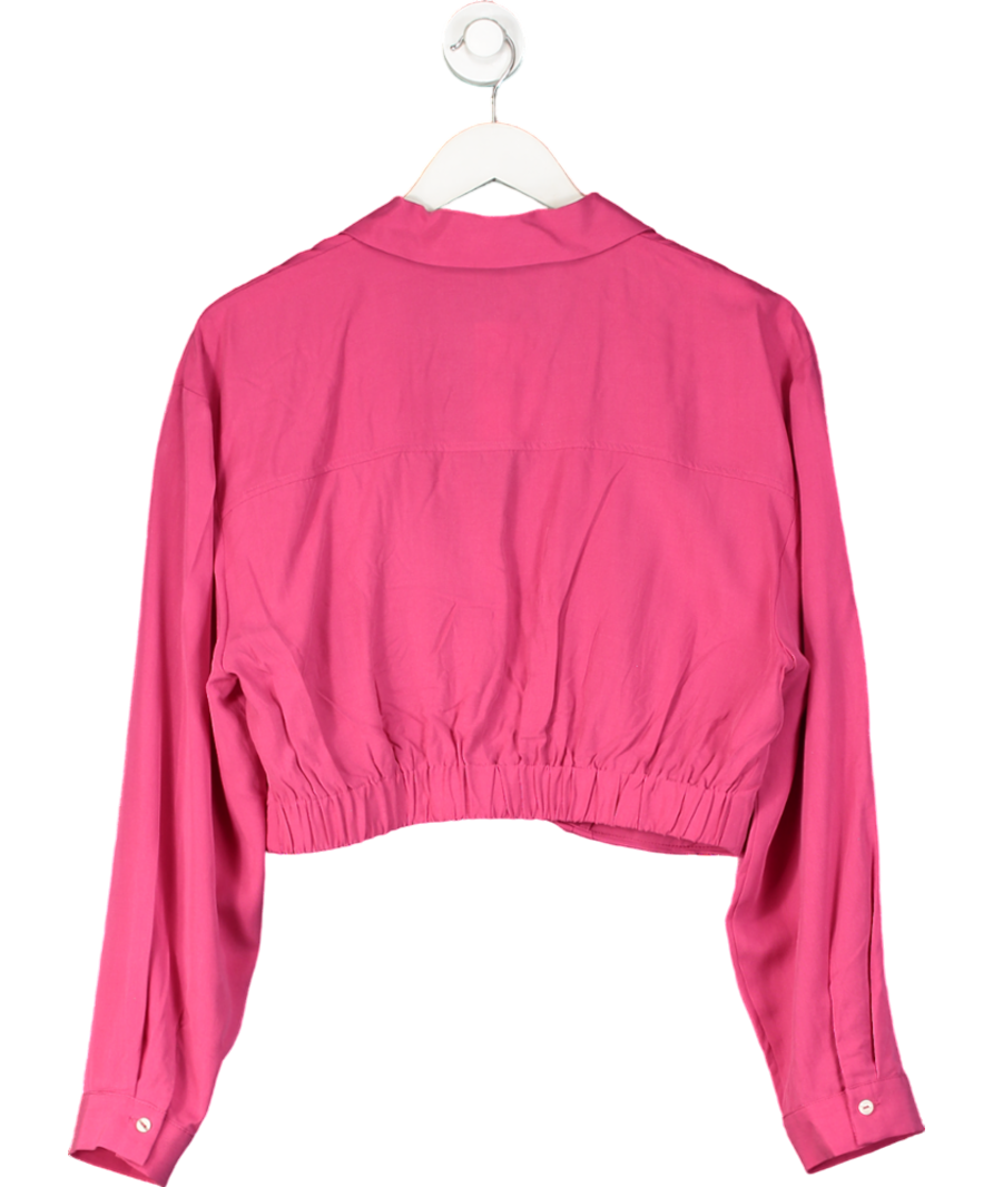 MANGO Pink Cross Over Cropped Blouse UK L