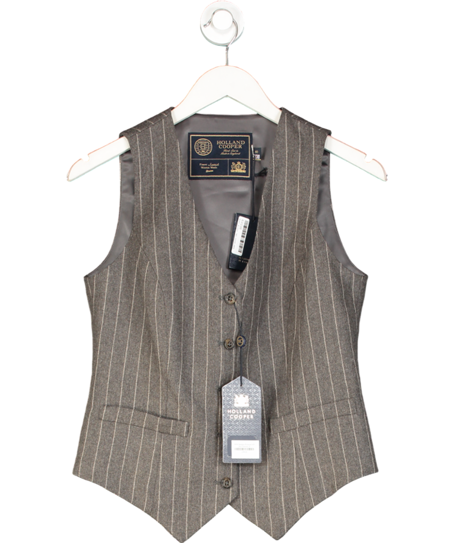 Holland Cooper Hampton Waistcoat Soft Grey Pinstripe UK 10