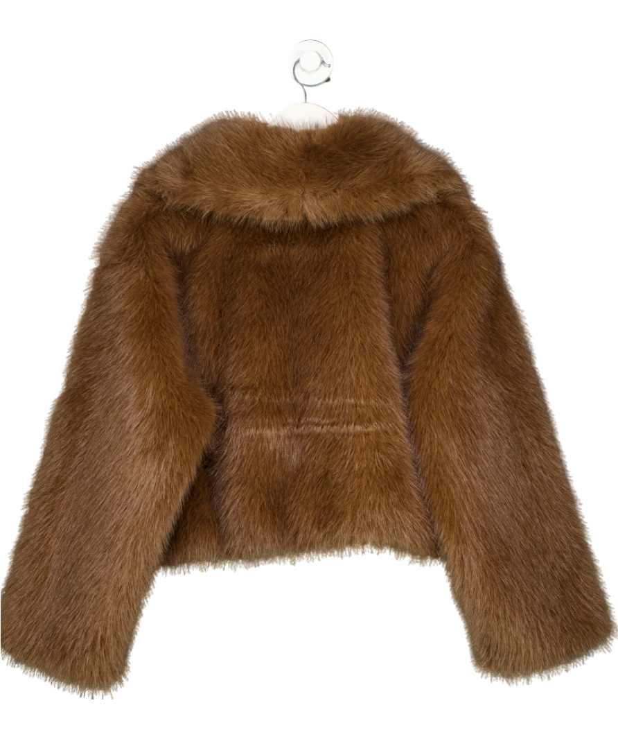 ZARA Brown Short Faux Fur Coat UK M