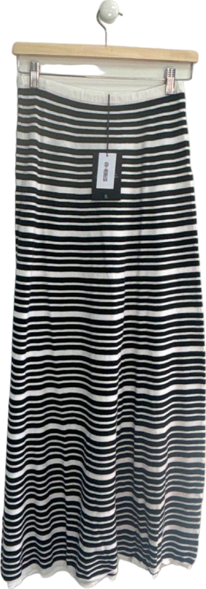 4th & Reckless Black and White Striped Midi Skirt UK 8