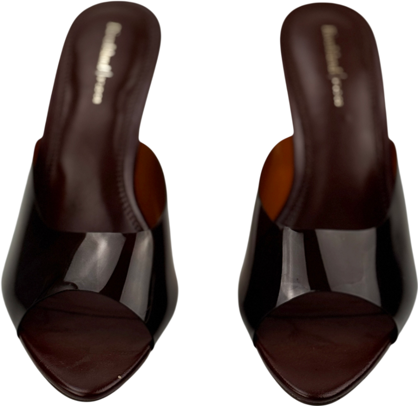 River Island Studio Brown Perspex Mule Heeled Sandals UK 6 EU 39 👠