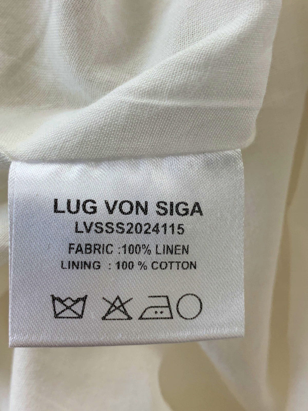 LUG VON SIGA White Ornella Uzbek embroidered linen midi dress UK 8