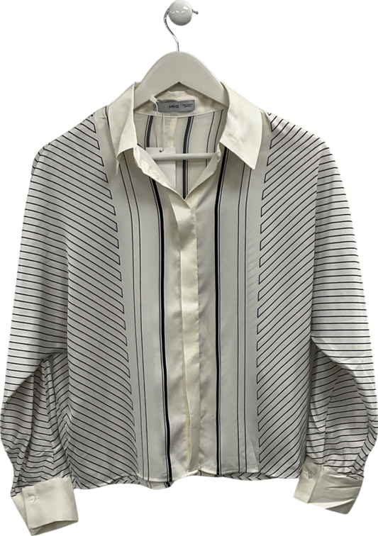 MANGO Cream Striped Satin Shirt UK XS