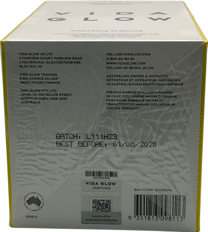 Vida Glow Natural Marine Collagen Sachets Pineapple 30 serivings