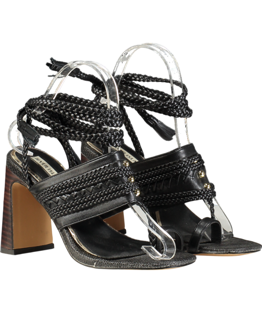 River Island Black Strappy Block Heels UK 3 EU 36 👠