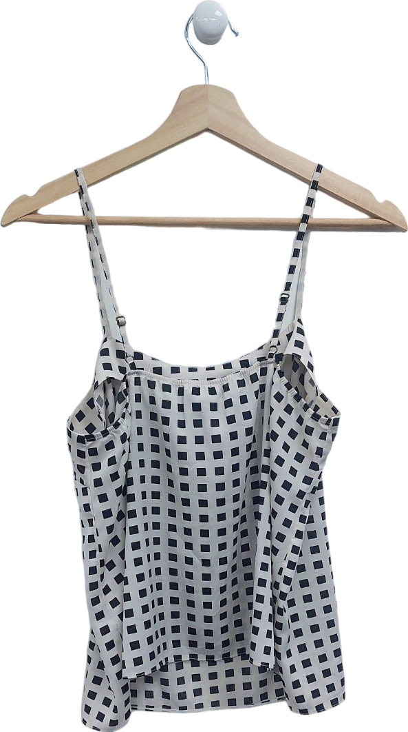 River Island White Checkered Cami Top UK 12