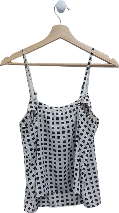 River Island White Checkered Cami Top UK 12