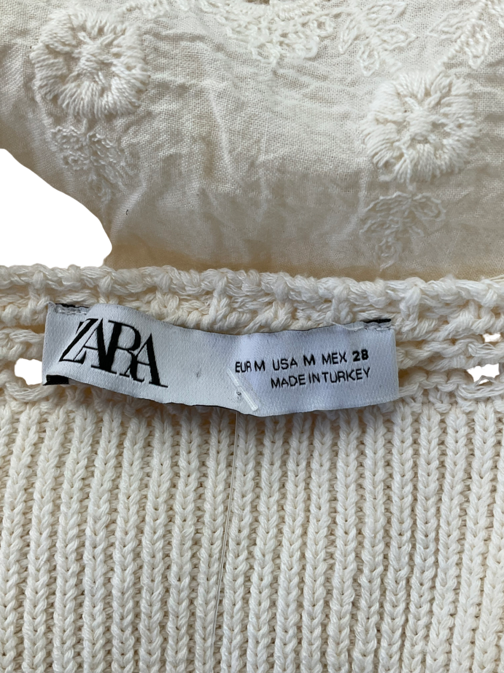 ZARA Cream Crochet Crop Top UK M