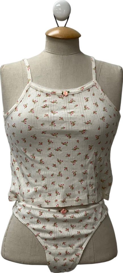 The NAP Co. White Pointelle Cami Top & Knickers UK XS