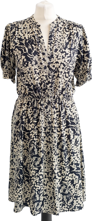 Ba&sh Navy Blue Floral Mini Tea Dress UK 10