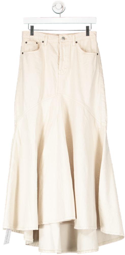 Topshop Beige High Waist Denim Fishtail Skirt UK 10
