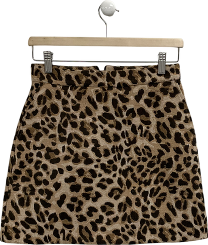 River Island Brown Leopard Print Structured Mini Skirt UK 6